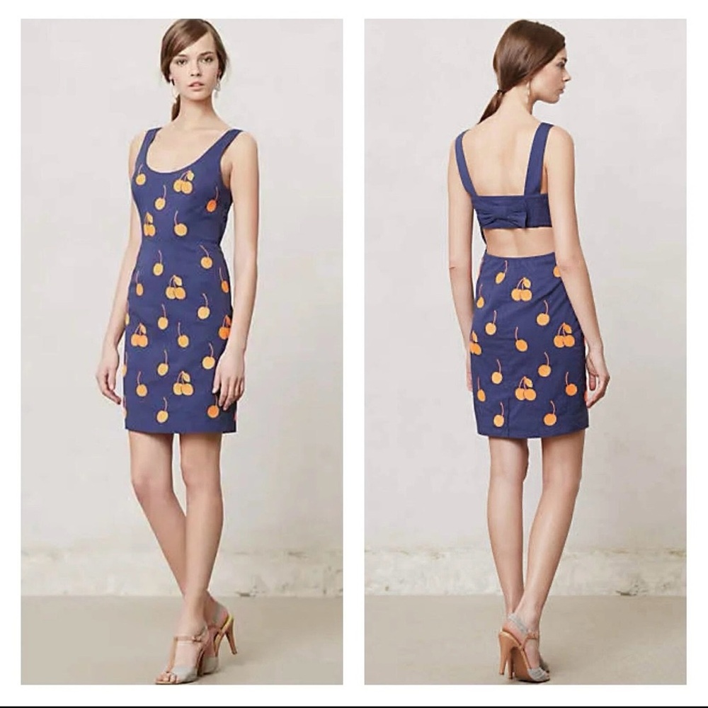 LeifNotes by Anthropology Cherry Drop MIDI dress size 10